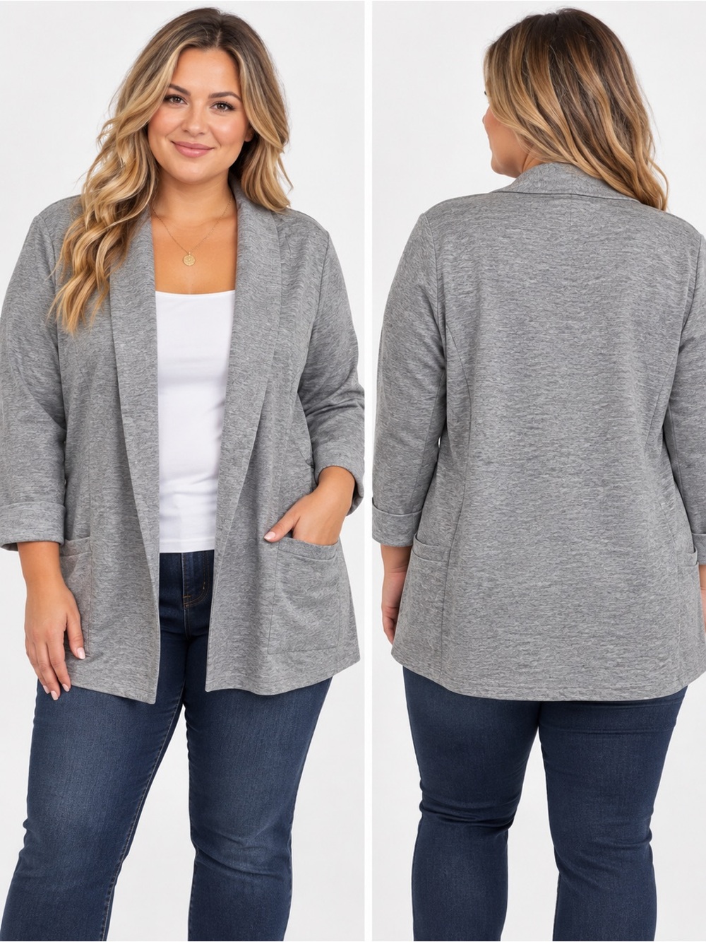 Penningtons In Every Story Grey Open Front Long Cardigan Size 18